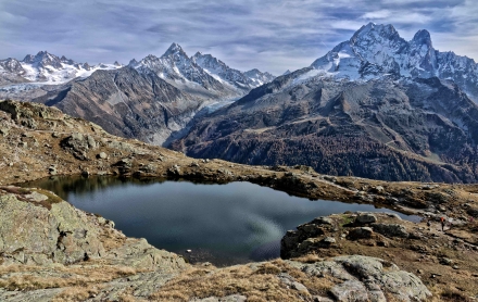 Lac supérieur de Chésérys - Glacier du Tour - Aiguille du Tour - Glacier d’Argentière - Aiguilles du Chardonnet et d’Argentière - Aiguille Verte - Aiguille du Dru - 30/10/22